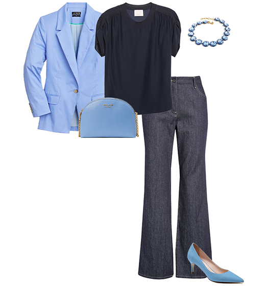 Blue monochrome outfit | 40plusstyle.com