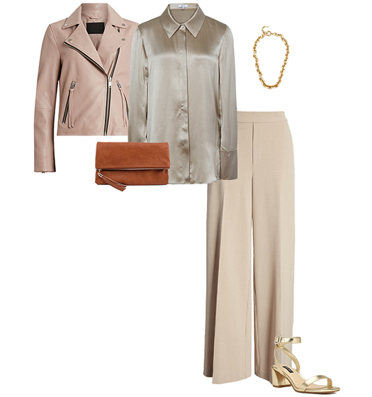 Beige Leather Pants Outfit Ideas