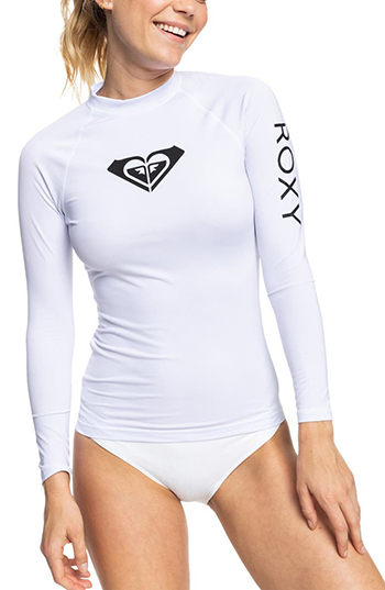 Best bathing suits for women - Roxy Whole Hearted Long Sleeve Rashguard | 40plusstyle.com