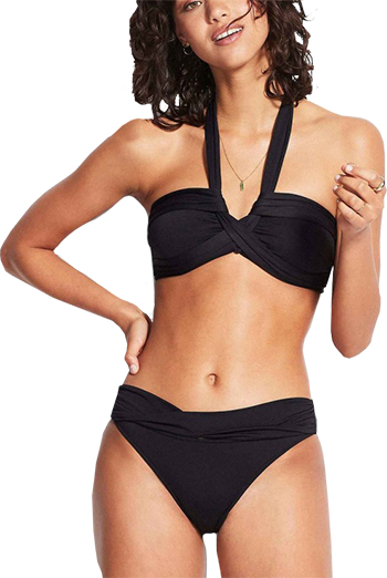 Best bathing suits for women - Seafolly Bandeau Halter Bikini Top / Seafolly Twist Band Hipster Bikini Bottom | 40plusstyle.com