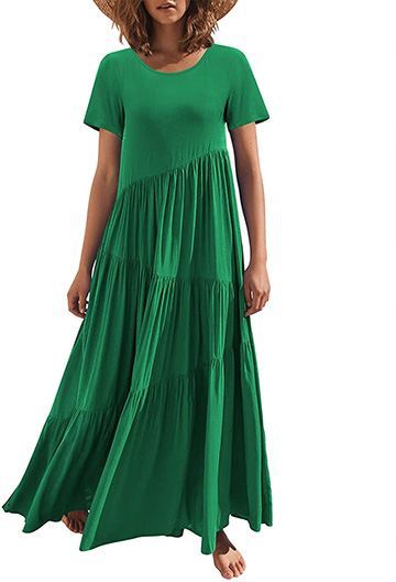 ANRABESS Asymmetric Tiered Maxi Dress | 40plusstyle.com
