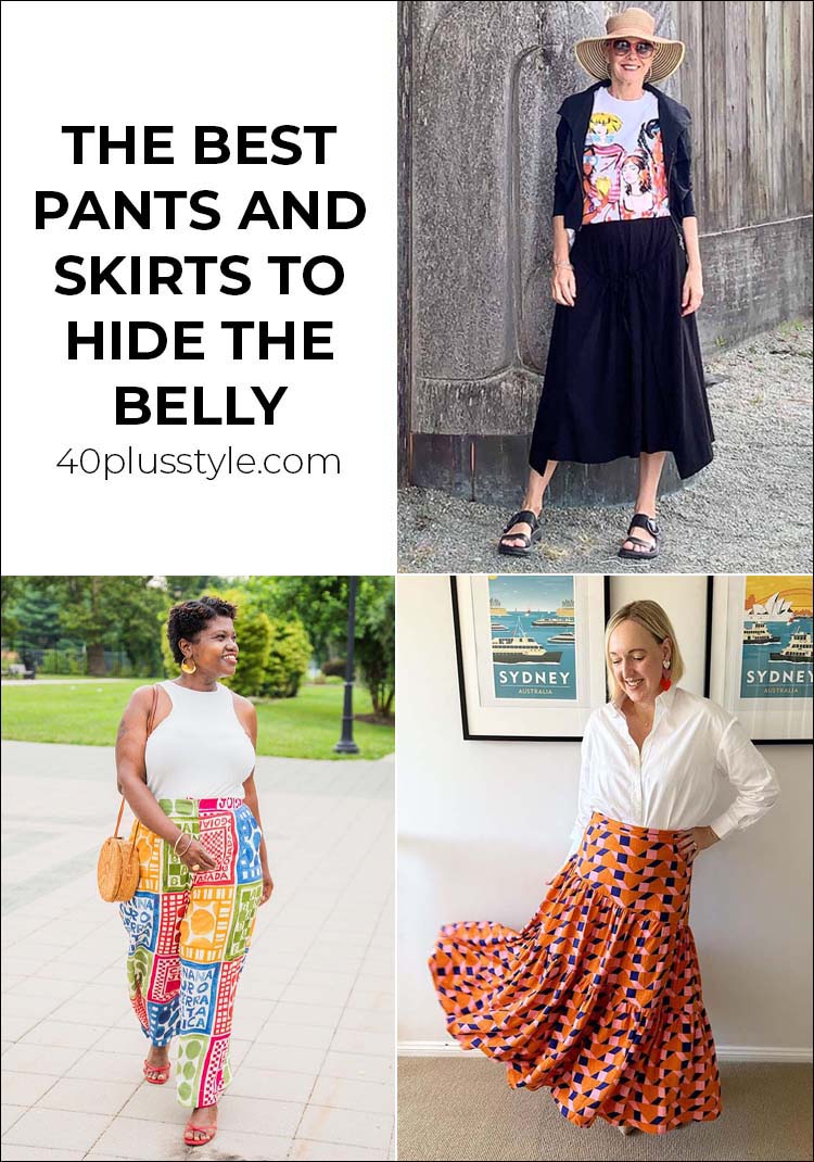 The best pants and skirts to hide your belly | 40plusstyle.com