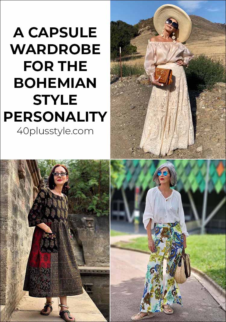 A style guide and capsule wardrobe for the Bohemian style personality | 40plusstyle.com