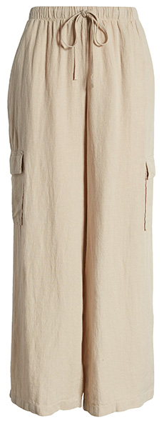 Caslon Drawstring Wide Leg Linen Cargo Pants | 40plusstyle.com