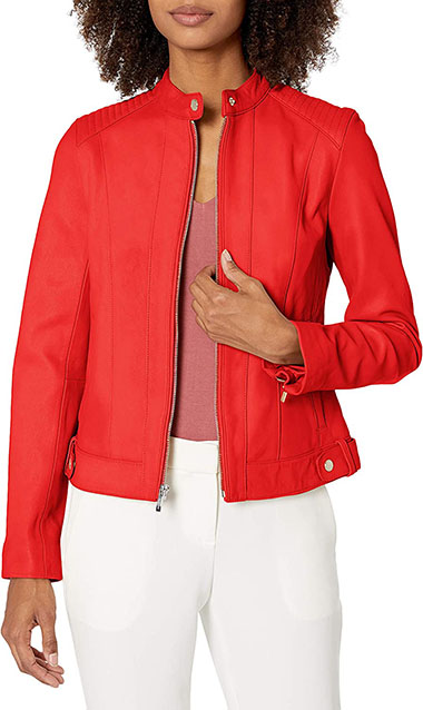 Summer jackets - Cole Haan Racer Leather Jacket | 40plusstyle.com