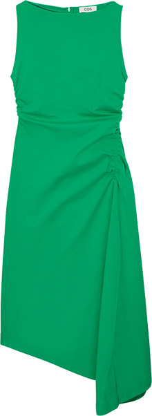 Dresses for women over 50 - COS Asymmetric Gathered Midi Dress | 40plusstyle.com