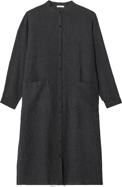 Dresses for women over 50 - Eileen Fisher Puckered Organic Linen Mandarin Collar Shirtdress | 40plusstyle.com