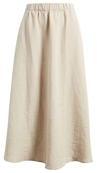 Eileen Fisher A-Line Organic Linen Midi Skirt | 40plusstyle.com