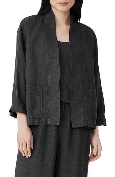 Womens jackets for summer - Eileen Fisher Open Front Organic Linen Jacket | 40plusstyle.com