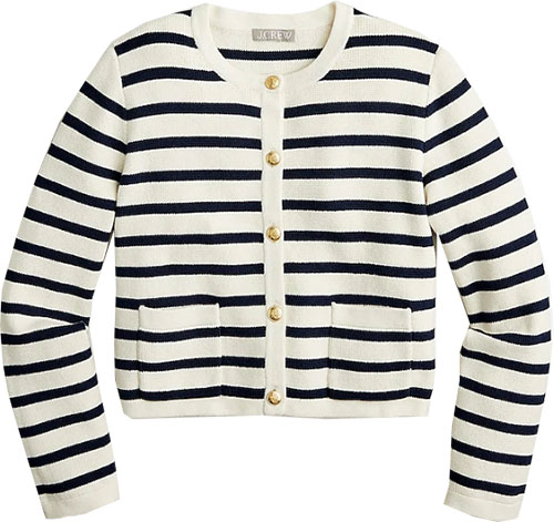Womens jackets for summer - J.Crew Emilie Patch-Pocket Sweater Lady Jacket | 40plusstyle.com