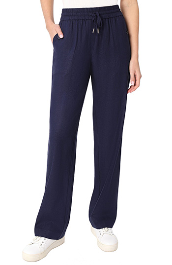 Best pants to hide your belly - Jones New York Wide Leg Linen Blend Drawstring Pants | 40plusstyle.com