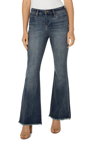Liverpool Los Angeles Hannah Frayed High Waist Flare Jeans | 40plusstyle.com