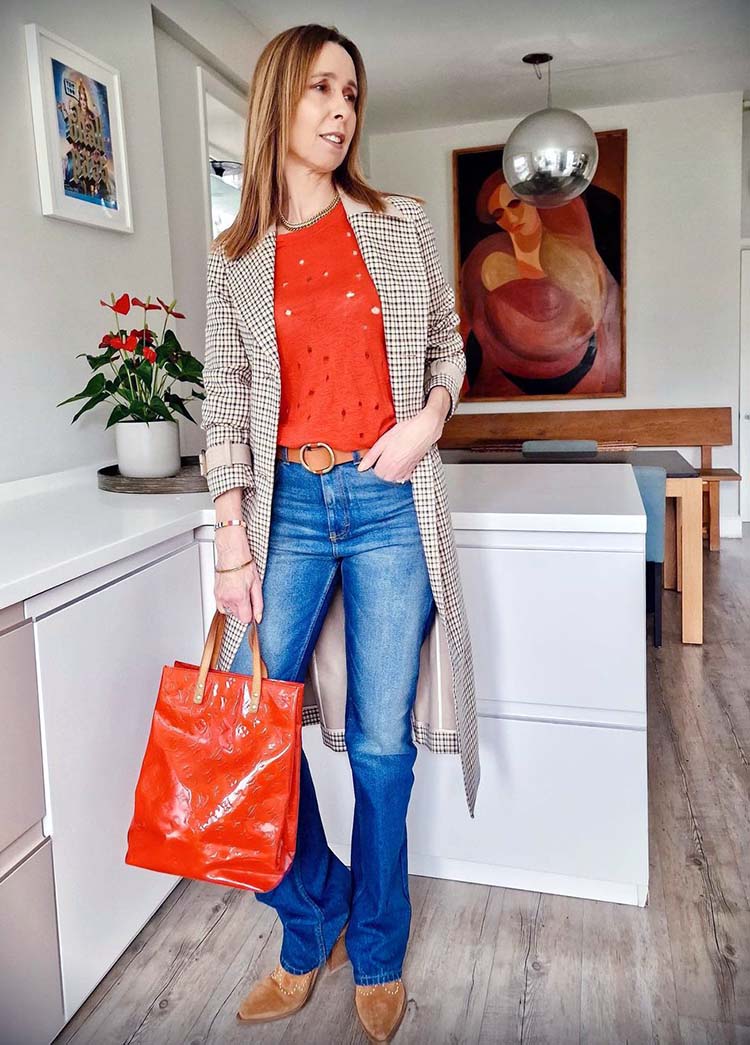Marie-Louise wears jeans and cowboy booties  | 40plusstyle.com