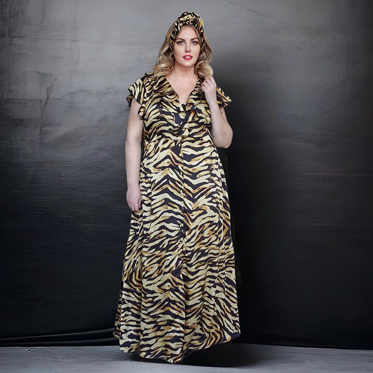 Mel wears a zebra print maxi dress | 40plusstyle.com