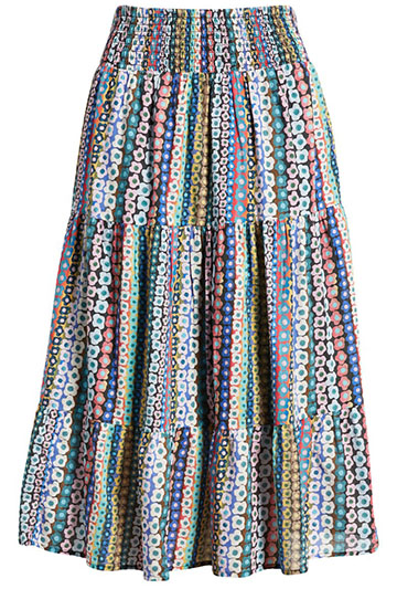 NIC+ZOE Flower Field Tiered Cotton Midi Skirt | 40plusstyle.com