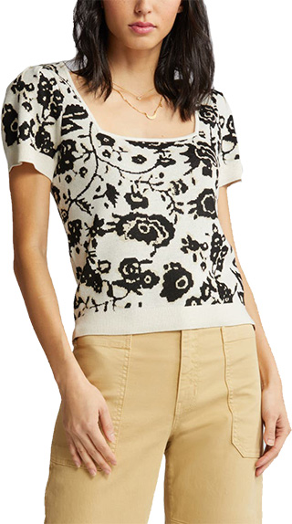 Tops for the big bust - Treasure & Bond Floral Square Neck Sweater | 40plusstyle.com
