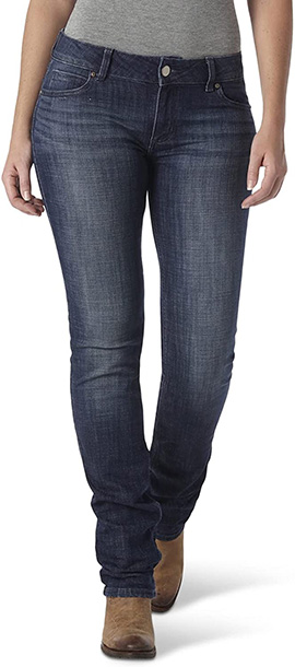 Wrangler Western Mid Rise Stretch Straight Leg Jeans | 40plusstyle.com