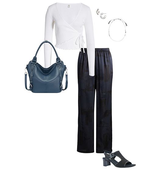 White top and silk pants outfit | 40plusstyle.com
