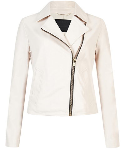 White jackets for women - AllSaints Vela Leather Biker Jacket | 40plusstyle.com