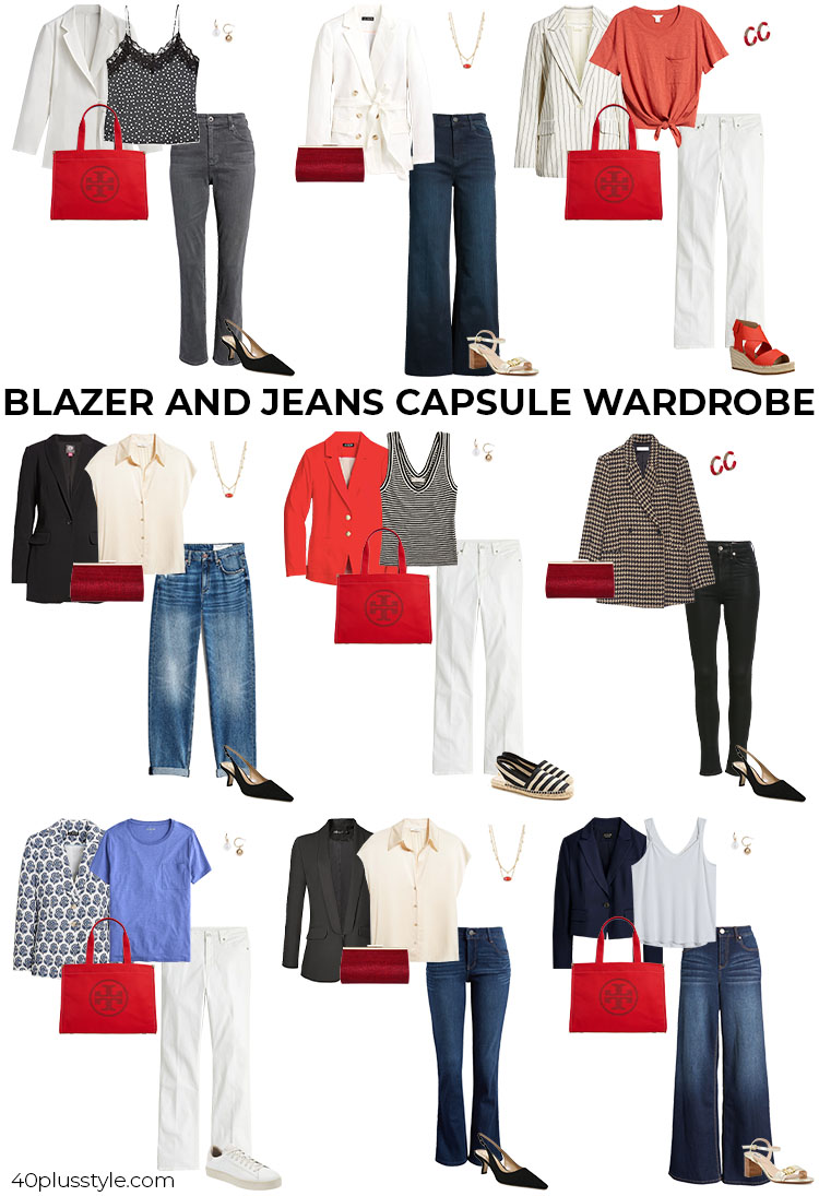 A blazer and jeans capsule wardrobe | 40plusstyle.com