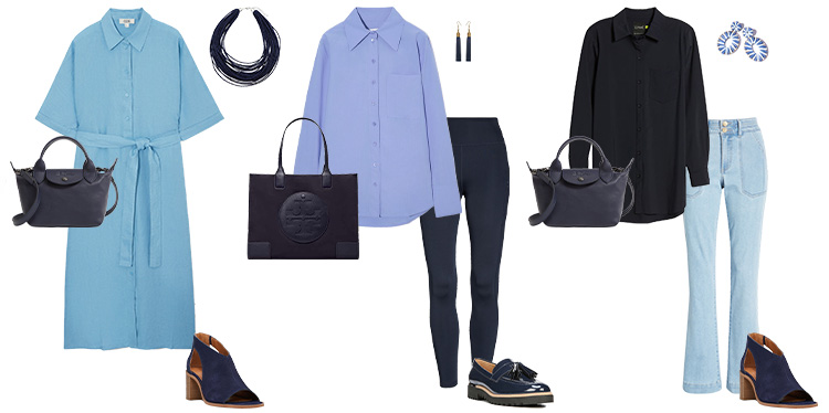 Navy and light blue outfit ideas | 40plusstyle.com