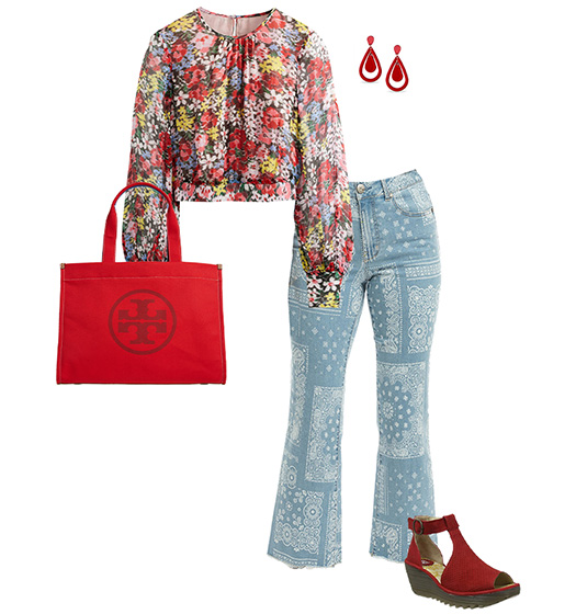 How to mix prints - floral blouse and jeans | 40plusstyle.com