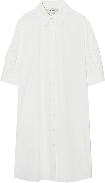 COS Gathered-Sleeve Mini Shirt Dress | 40plusstyle.com