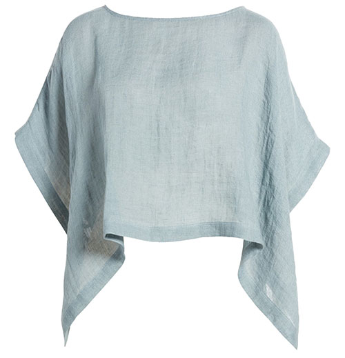 Eileen Fisher Bateau Neck Linen Crop Poncho | 40plusstyle.com