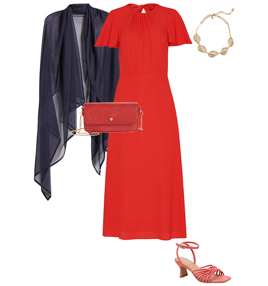 Summer dresses for women over 40 - red dress and wrap outfit | 40plusstyle.com