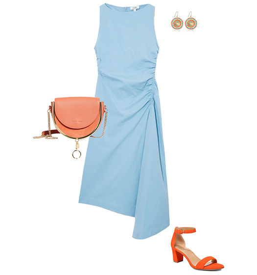 Orange and blue outfit | 40plusstyle.com