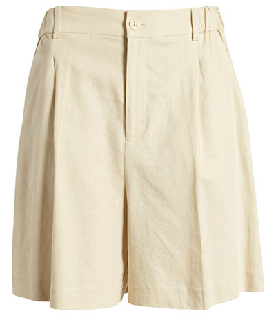 Karen Kane Pleated High Waist Linen Shorts | 40plusstyle.com
