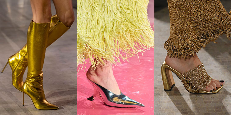 Metallic shoes in the runway | 40plusstyle.com