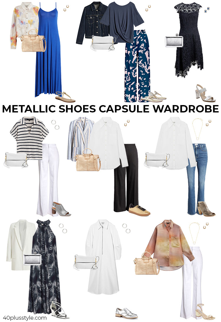 Silver and metallic shoes capsule wardrobe | 40plusstyle.com