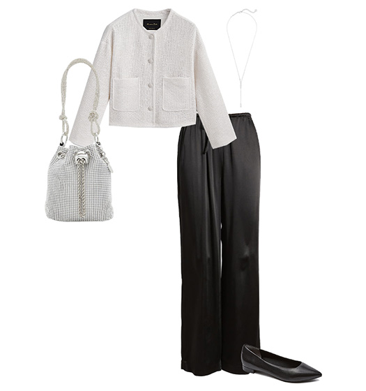 White jacket and black pants outfit | 40plusstyle.com