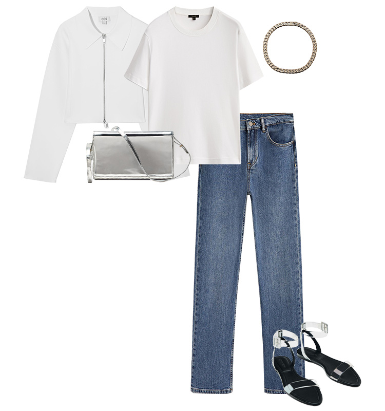 White jacket and jeans outfit | 40plusstyle.com