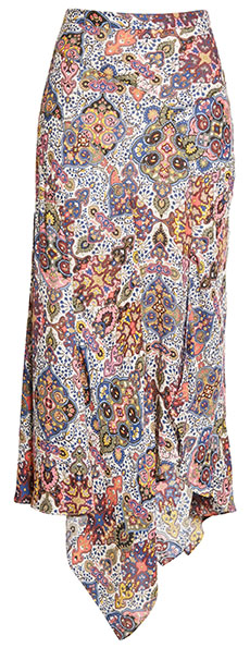 Veronica Beard Mac Mixed Paisley Asymmetric Skirt | 40plusstyle.com