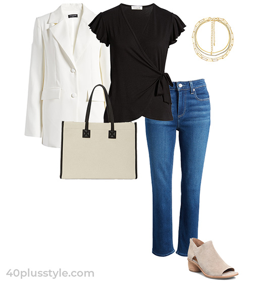 Blazer and jeans outfit | 40plusstyle.com