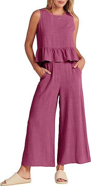 ANRABESS Top And Wide Leg Pants Set | 40plusstyle.com
