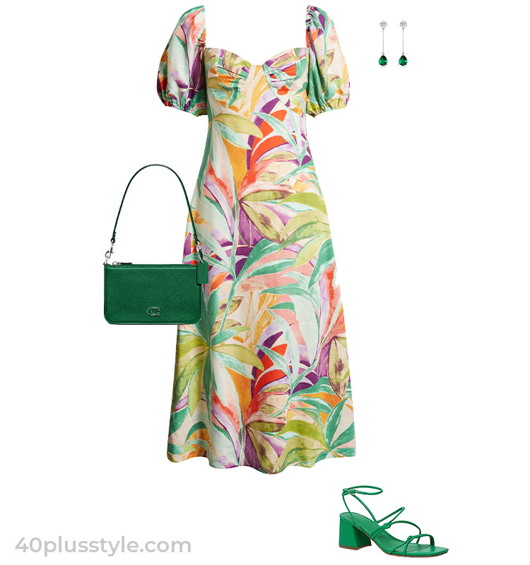 Floral dress outfit | 40plusstyle.com