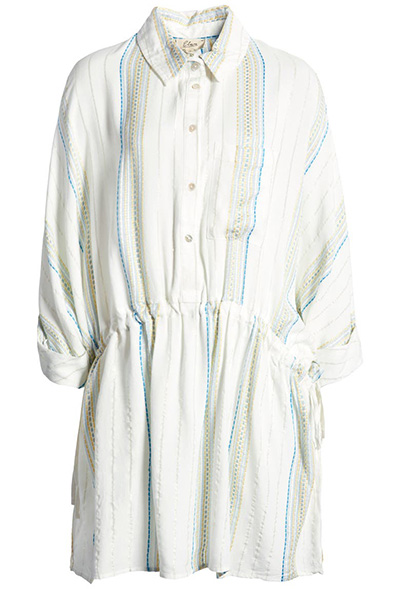 Bthing suit cover ups - Elan Dobby Stripe Long Sleeve Cover-Up Shirtdress | 40plusstyle.com
