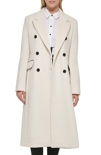 Karl Lagerfeld Paris Wool Blend Double Breasted Coat | 40plusstyle.com