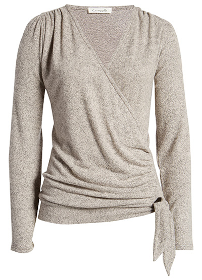 Nordstrom anniversary sale picks - Loveappella Long Sleeve Faux Wrap Top | 40plusstyle.com