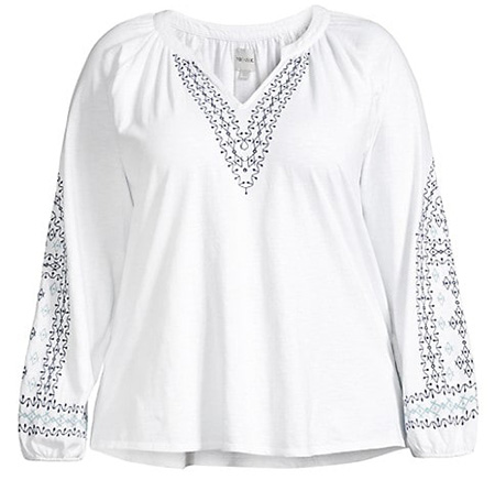 NIC+ZOE Solstice Embroidered Cotton Blouse | 40plusstyle.com