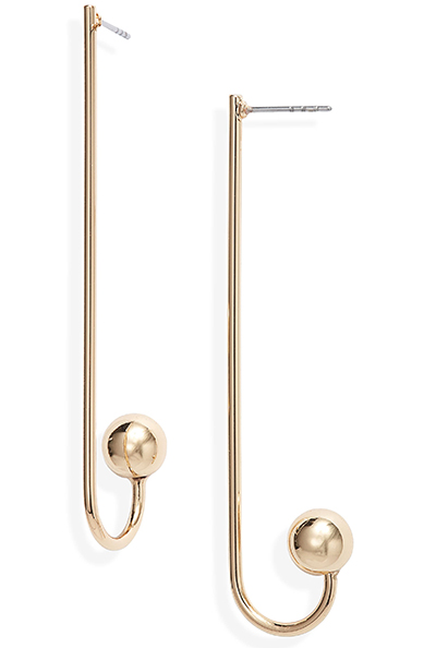 Best jewelry stores online - Open Edit Orb Elongated J-Hoop Earrings | 40plusstyle.com
