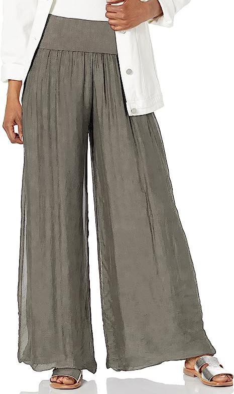 M Made in Italy Silk Palazzo Pants | 40plusstyle.com