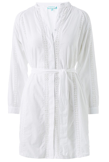 Melissa Odabash Emily Lace Inset Long Sleeve Cotton Shirtdress | 40plusstyle.com