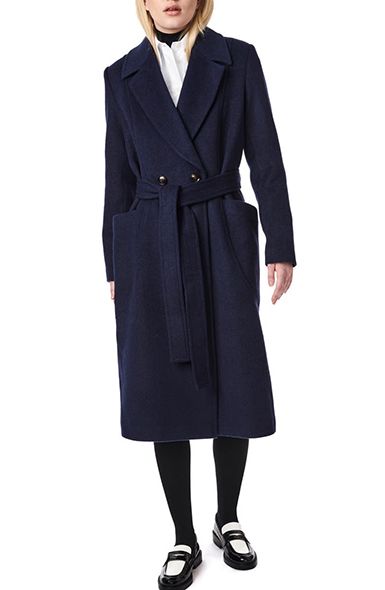 Bernardo Belted Wool Blend Longline Coat | 40plusstyle.com