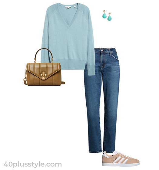 Cashmere sweater and jeans | 40plusstyle.com