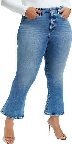 Good American Good Legs Crop Mini Bootcut Jeans | 40plusstyle.com