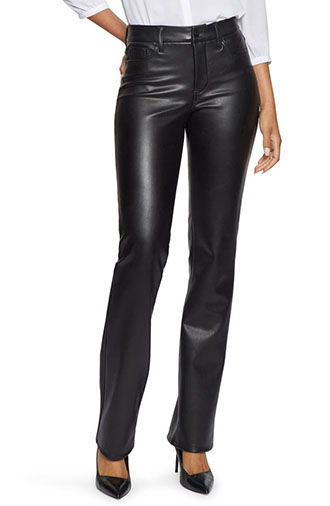 NYDJ Marilyn Faux Leather Straight Leg Pants | 40plusstyle.com